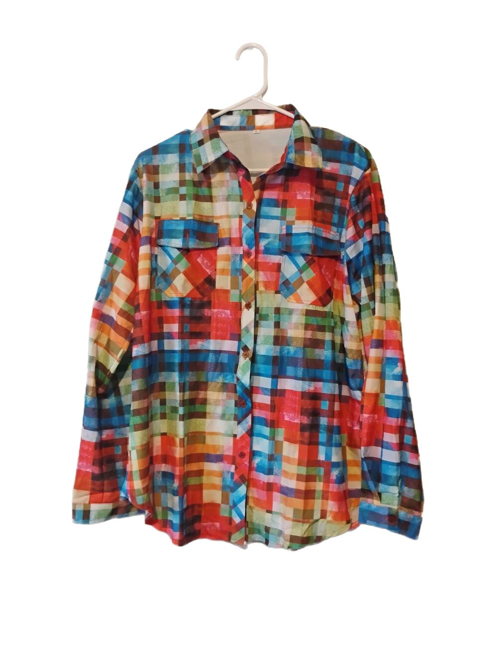 Women's Colorful Button Up Shirt Size 2X